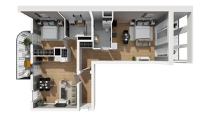 3 pokoje, mieszkanie 82,26 m², piętro 1, oferta nr A/2, Esencja, Gdańsk, Śródmieście, Dolne Miasto, ul. Kamienna Grobla / Jałmużnicza