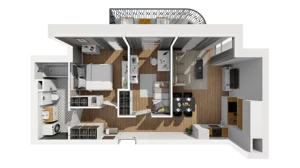 3 pokoje, mieszkanie 54,60 m², piętro 2, oferta nr A/15, Esencja, Gdańsk, Śródmieście, Dolne Miasto, ul. Kamienna Grobla / Jałmużnicza
