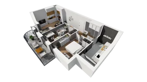 3 pokoje, mieszkanie 54,60 m², piętro 2, oferta nr A/15, Esencja, Gdańsk, Śródmieście, Dolne Miasto, ul. Kamienna Grobla / Jałmużnicza