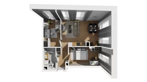 3 pokoje, mieszkanie 53,46 m², parter, oferta nr A/62, Esencja, Gdańsk, Śródmieście, Dolne Miasto, ul. Kamienna Grobla / Jałmużnicza
