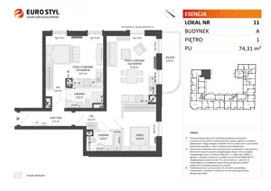 3 pokoje, mieszkanie 74,31 m², piętro 1, oferta nr A/11, Esencja, Gdańsk, Śródmieście, Dolne Miasto, ul. Kamienna Grobla / Jałmużnicza