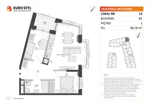 3 pokoje, mieszkanie 48,78 m², piętro 1, oferta nr B1/12, Zajezdnia Motława, Gdańsk, Śródmieście, Dolne Miasto, ul. Kurza