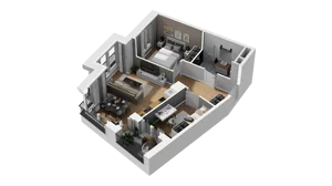 3 pokoje, mieszkanie 48,78 m², piętro 1, oferta nr B1/12, Zajezdnia Motława, Gdańsk, Śródmieście, Dolne Miasto, ul. Kurza