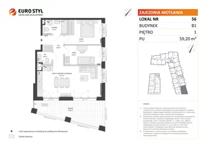 3 pokoje, mieszkanie 59,20 m², piętro 1, oferta nr B1/56, Zajezdnia Motława, Gdańsk, Śródmieście, Dolne Miasto, ul. Kurza