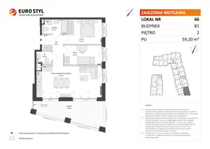 3 pokoje, mieszkanie 59,20 m², piętro 2, oferta nr B1/66, Zajezdnia Motława, Gdańsk, Śródmieście, Dolne Miasto, ul. Kurza
