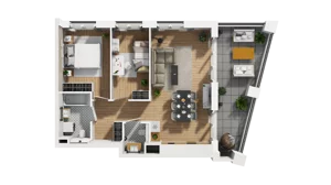 3 pokoje, mieszkanie 59,20 m², piętro 2, oferta nr B1/66, Zajezdnia Motława, Gdańsk, Śródmieście, Dolne Miasto, ul. Kurza