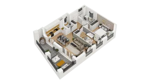 3 pokoje, mieszkanie 59,20 m², piętro 2, oferta nr B1/66, Zajezdnia Motława, Gdańsk, Śródmieście, Dolne Miasto, ul. Kurza