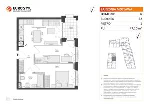 3 pokoje, mieszkanie 47,10 m², piętro 1, oferta nr B2/6, Zajezdnia Motława, Gdańsk, Śródmieście, Dolne Miasto, ul. Kurza