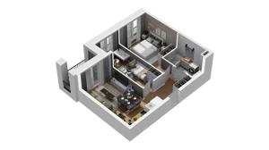 3 pokoje, mieszkanie 47,10 m², piętro 1, oferta nr B2/6, Zajezdnia Motława, Gdańsk, Śródmieście, Dolne Miasto, ul. Kurza