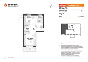 3 pokoje, mieszkanie 48,28 m², piętro 2, oferta nr B4/9, Wzgórze Markowca, Rumia, Zagórze, ul. Markowców