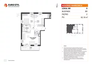 3 pokoje, mieszkanie 62,18 m², piętro 2, oferta nr B9/9, Wzgórze Markowca, Rumia, Zagórze, ul. Markowców