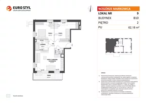 3 pokoje, mieszkanie 62,18 m², piętro 2, oferta nr B10/9, Wzgórze Markowca, Rumia, Zagórze, ul. Markowców