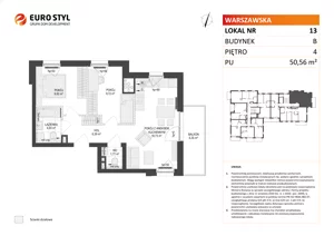3 pokoje, mieszkanie 50,56 m², piętro 4, oferta nr B/13, Osiedle Warszawska - etap III, Gdańsk, Ujeścisko-Łostowice, Ujeścisko, ul. Warszawska