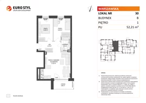 3 pokoje, mieszkanie 52,21 m², piętro 1, oferta nr B/30, Osiedle Warszawska - etap III, Gdańsk, Ujeścisko-Łostowice, Ujeścisko, ul. Warszawska