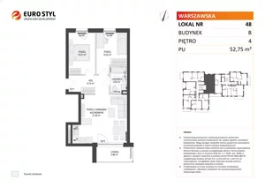 3 pokoje, mieszkanie 52,75 m², piętro 4, oferta nr B/48, Osiedle Warszawska - etap III, Gdańsk, Ujeścisko-Łostowice, Ujeścisko, ul. Warszawska
