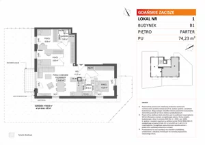 4 pokoje, mieszkanie 74,23 m², parter, oferta nr B1/1, Gdańskie Zacisze, Gdańsk, Kokoszki, ul. Bysewska
