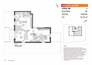 4 pokoje, mieszkanie 74,23 m², parter, oferta nr B2/1, Gdańskie Zacisze, Gdańsk, Kokoszki, ul. Bysewska