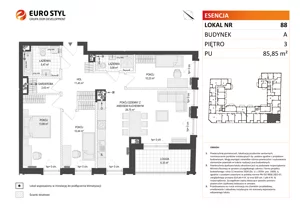 4 pokoje, mieszkanie 85,85 m², piętro 3, oferta nr A/88, Esencja, Gdańsk, Śródmieście, Dolne Miasto, ul. Kamienna Grobla / Jałmużnicza