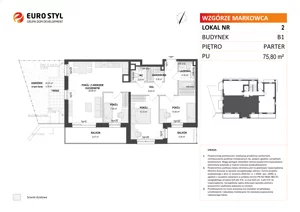 4 pokoje, mieszkanie 76,23 m², piętro 1, oferta nr B1/5, Wzgórze Markowca, Rumia, Zagórze, ul. Markowców