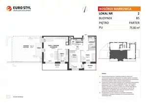 4 pokoje, mieszkanie 75,80 m², parter, oferta nr B5/2, Wzgórze Markowca, Rumia, Zagórze, ul. Markowców