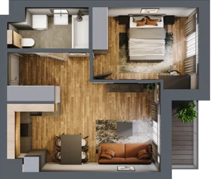 2 pokoje, mieszkanie 41,73 m², piętro 1, oferta nr C8/23, Konstelacja etap II, Gdynia, Pogórze, ul. Paderewskiego
