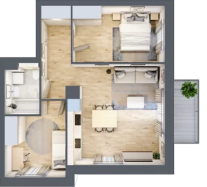 3 pokoje, mieszkanie 54,72 m², piętro 1, oferta nr B2/15, Osiedle przy Błoniach 3 - etap II, Rumia, Janowo, ul. Błoń Janowskich