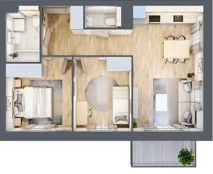 3 pokoje, mieszkanie 55,06 m², piętro 2, oferta nr B2/28, Osiedle przy Błoniach 3 - etap II, Rumia, Janowo, ul. Błoń Janowskich