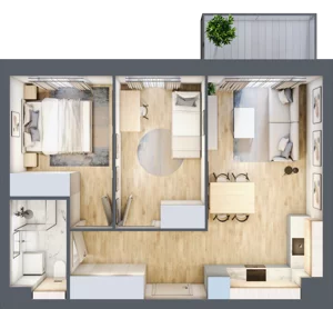 3 pokoje, mieszkanie 49,17 m², piętro 1, oferta nr B3/8, Osiedle przy Błoniach 3 - etap II, Rumia, Janowo, ul. Błoń Janowskich