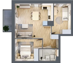 3 pokoje, mieszkanie 52,75 m², piętro 2, oferta nr B3/16, Osiedle przy Błoniach 3 - etap II, Rumia, Janowo, ul. Błoń Janowskich