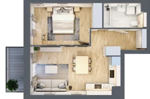 2 pokoje, mieszkanie 42,64 m², piętro 1, oferta nr B4/8, Osiedle przy Błoniach 3 - etap II, Rumia, Janowo, ul. Błoń Janowskich
