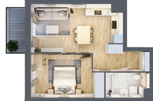 2 pokoje, mieszkanie 42,49 m², piętro 1, oferta nr B4/28, Osiedle przy Błoniach 3 - etap II, Rumia, Janowo, ul. Błoń Janowskich