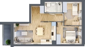 3 pokoje, mieszkanie 54,71 m², piętro 1, oferta nr B4/32, Osiedle przy Błoniach 3 - etap II, Rumia, Janowo, ul. Błoń Janowskich