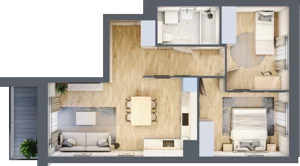 3 pokoje, mieszkanie 54,64 m², piętro 2, oferta nr B4/39, Osiedle przy Błoniach 3 - etap II, Rumia, Janowo, ul. Błoń Janowskich