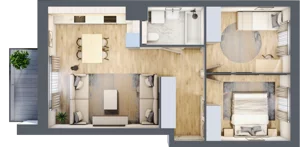 3 pokoje, mieszkanie 54,57 m², piętro 1, oferta nr B4/59, Osiedle przy Błoniach 3 - etap II, Rumia, Janowo, ul. Błoń Janowskich