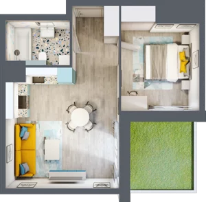 2 pokoje, mieszkanie 42,10 m², parter, oferta nr B1/2, Locus 2 - etap I, Rumia, Janowo, ul. Dąbrowskiego