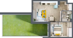 2 pokoje, mieszkanie 44,37 m², parter, oferta nr B1/3, Locus 2 - etap I, Rumia, Janowo, ul. Dąbrowskiego