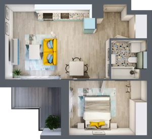 2 pokoje, mieszkanie 44,08 m², piętro 1, oferta nr B1/9, Locus 2 - etap I, Rumia, Janowo, ul. Dąbrowskiego