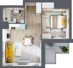 2 pokoje, mieszkanie 41,87 m², piętro 3, oferta nr B1/24, Locus 2 - etap I, Rumia, Janowo, ul. Dąbrowskiego