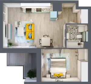 2 pokoje, mieszkanie 43,92 m², piętro 3, oferta nr B1/25, Locus 2 - etap I, Rumia, Janowo, ul. Dąbrowskiego