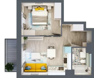 2 pokoje, mieszkanie 38,05 m², piętro 1, oferta nr B1/56, Locus 2 - etap I, Rumia, Janowo, ul. Dąbrowskiego