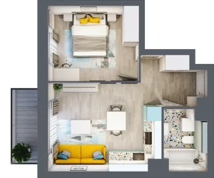 2 pokoje, mieszkanie 38,06 m², piętro 3, oferta nr B1/66, Locus 2 - etap I, Rumia, Janowo, ul. Dąbrowskiego