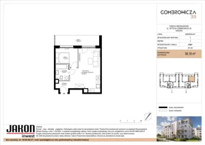 2 pokoje, mieszkanie 38,18 m², piętro 3, oferta nr 2.B31, Gombrowicza 33, Gniezno, ul. Gombrowicza 33