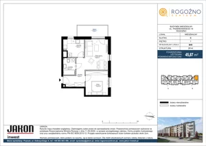 2 pokoje, mieszkanie 45,87 m², piętro 1, oferta nr B45, Rogoźno Centrum, Rogoźno, ul. Paderewskiego 19