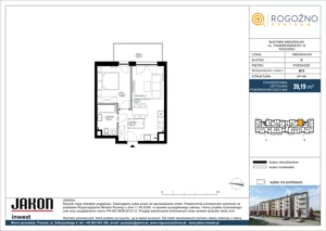 2 pokoje, mieszkanie 39,19 m², piętro 4, oferta nr B72, Rogoźno Centrum, Rogoźno, ul. Paderewskiego 19