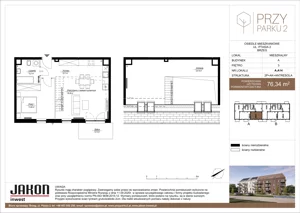 2 pokoje, mieszkanie 76,34 m², piętro 3, oferta nr A.A14, Przy Parku 2, Brzeg, ul. Ptasia 2