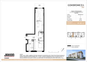 3 pokoje, mieszkanie 66,89 m², piętro 2, oferta nr 1.A12, Gombrowicza 33, Gniezno, ul. Gombrowicza 33