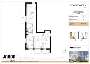 3 pokoje, mieszkanie 68,91 m², piętro 1, oferta nr 2.A5, Gombrowicza 33, Gniezno, ul. Gombrowicza 33