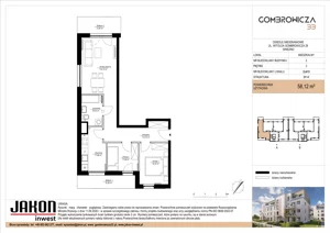 3 pokoje, mieszkanie 58,12 m², piętro 3, oferta nr 2.A13, Gombrowicza 33, Gniezno, ul. Gombrowicza 33