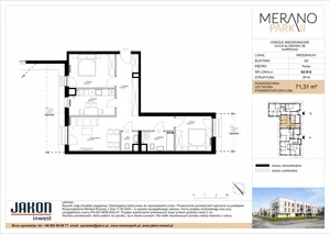 3 pokoje, mieszkanie 71,31 m², parter, oferta nr B2.B12, Merano Park II, Wolsztyn, ul. Klonowa 3