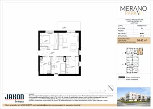 3 pokoje, mieszkanie 58,45 m², piętro 1, oferta nr B1.A3, Merano Park II, Wolsztyn, ul. Klonowa 3